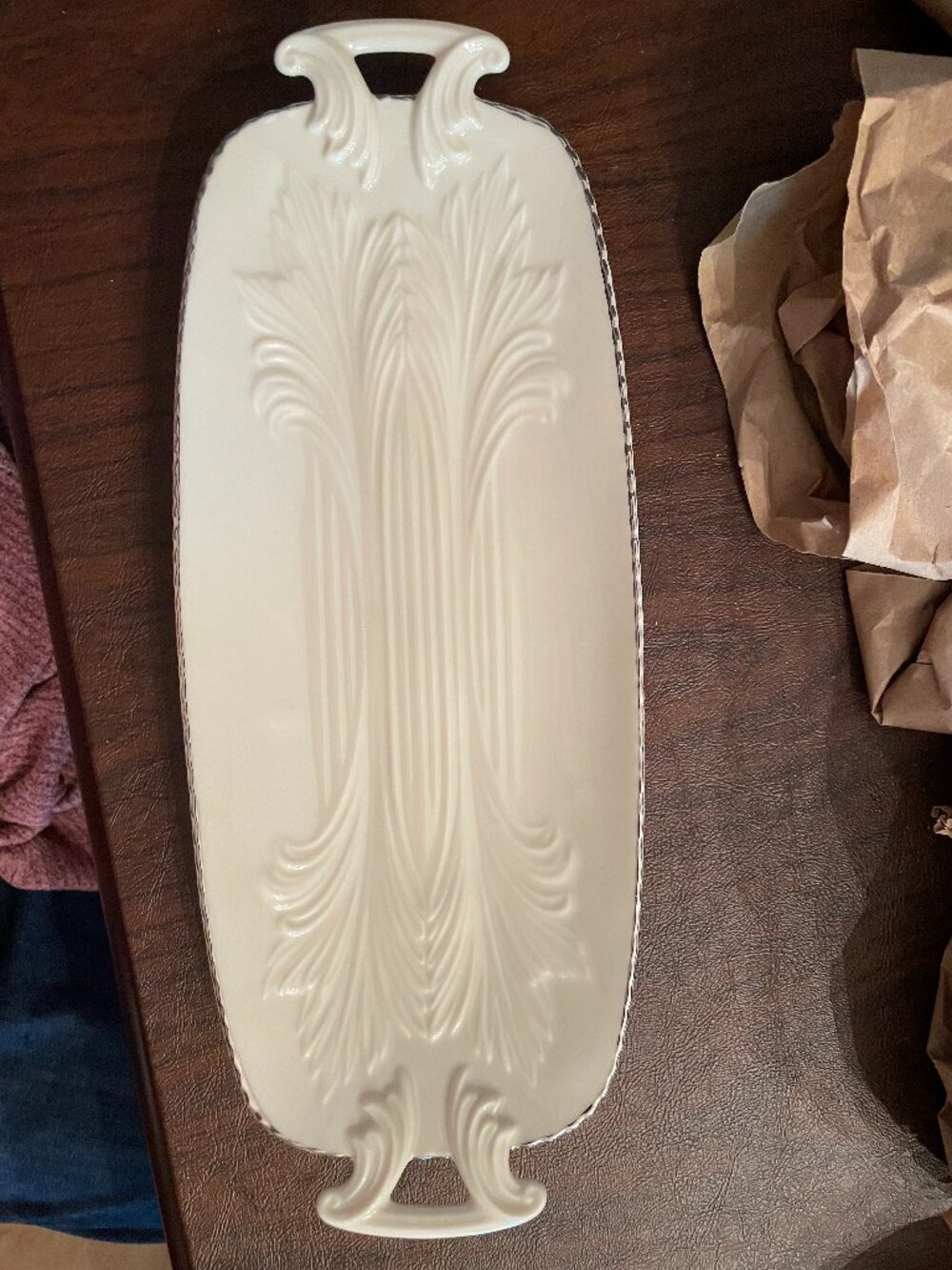 Share Lenox Spring Garden Celery Server Tray Oval Oblong Gold Trim Plate 13-1/2”